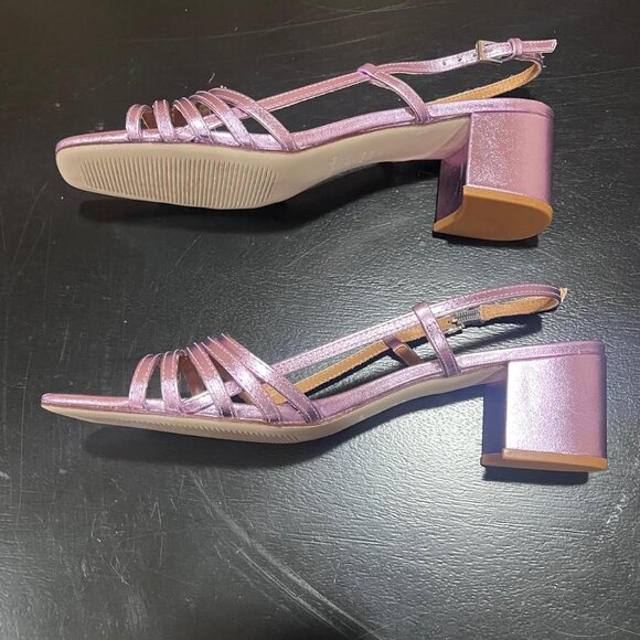 NWOT Reformation Eleonora Sling Back Block Heel Sandal in Pink Pearl -- Size 7.5 - Picture 6 of 9